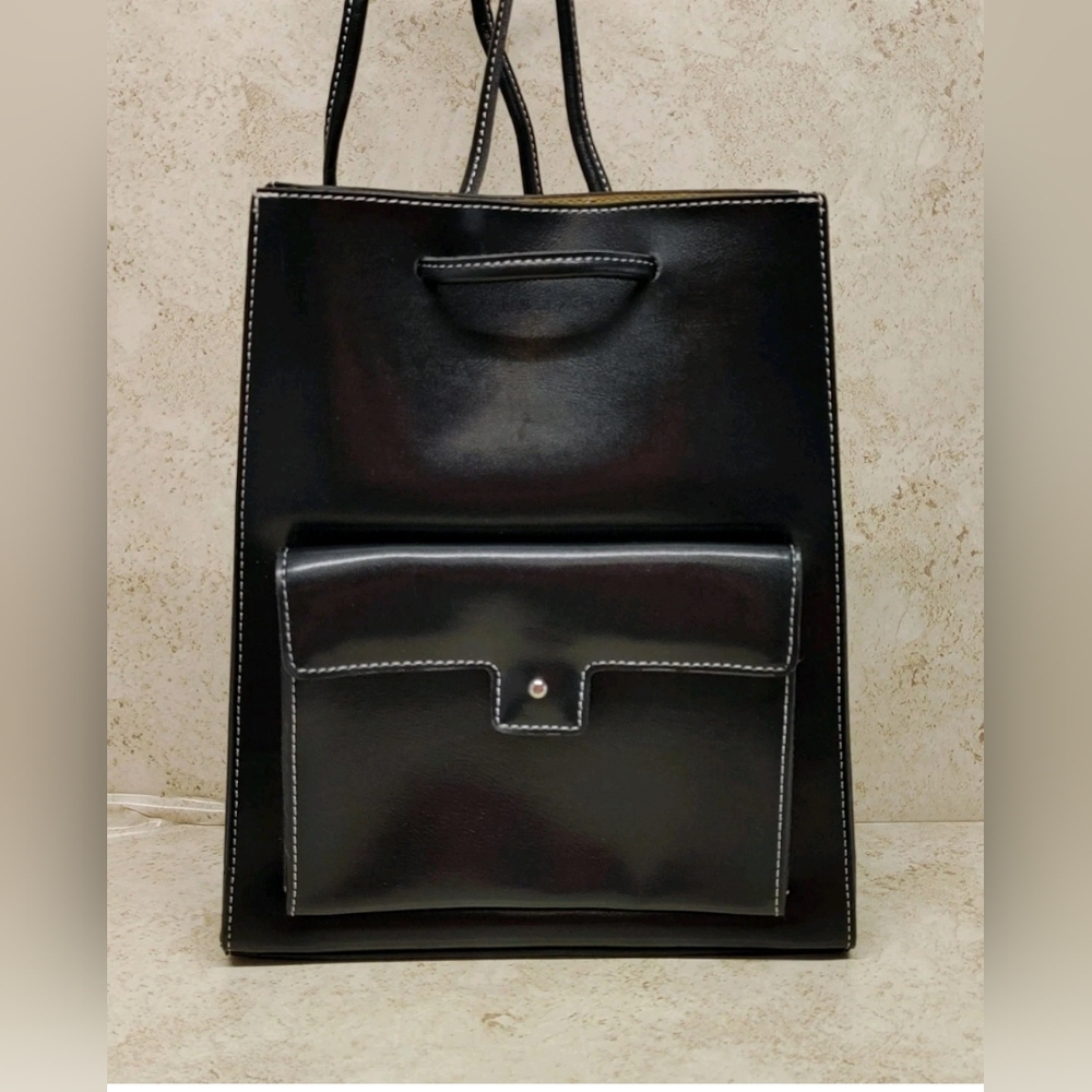 Mondani New York Faux Leather Backpack Purse Black